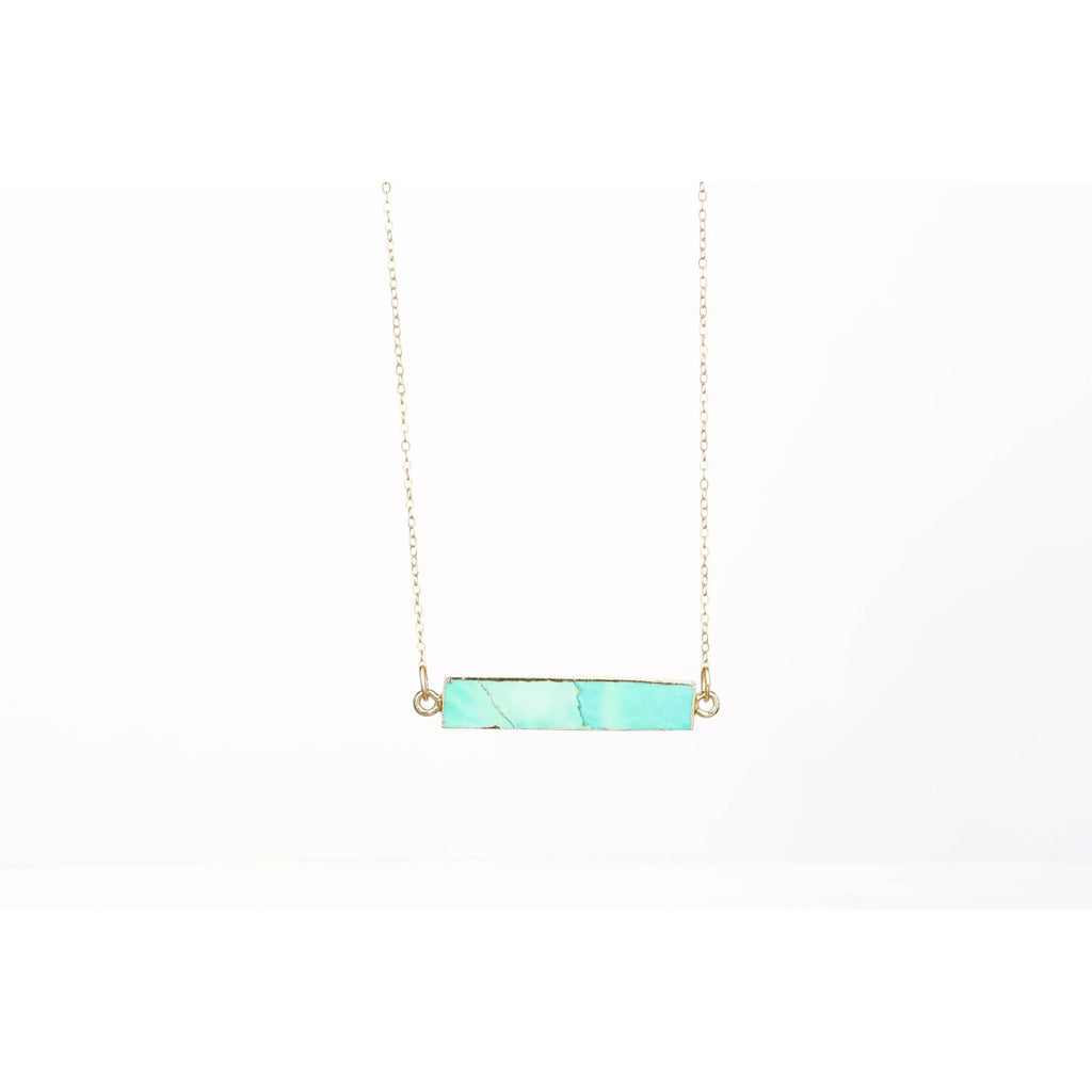 Raw Green Turquoise Bar Necklace • Minimalist Dainty Jewelry • December Birthstone • Something Blue • Perfect Simple Bridesmaid Gift