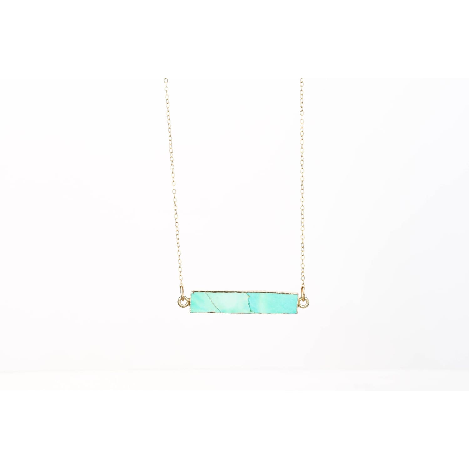 Raw Green Turquoise Bar Necklace • Minimalist Dainty Jewelry • December Birthstone • Something Blue • Perfect Simple Bridesmaid Gift