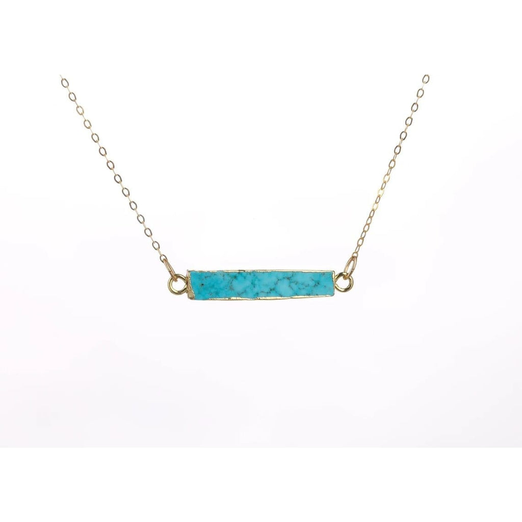 Raw Green Turquoise Bar Necklace • Minimalist Dainty Jewelry • December Birthstone • Something Blue • Perfect Simple Bridesmaid Gift