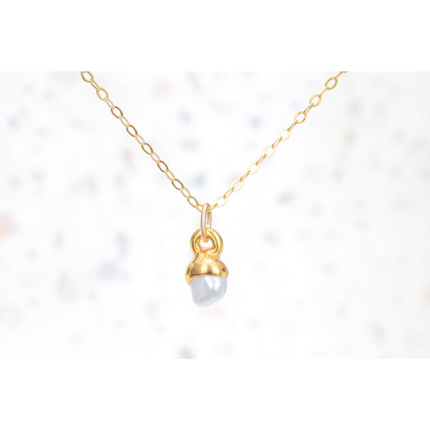 Raw Pearl Necklace • Gold Filled • June Birthstone • Real Pearl Drop Necklace • Cute Summer Jewelry • Perfect Raw Pearl Choker  • 24k Dip