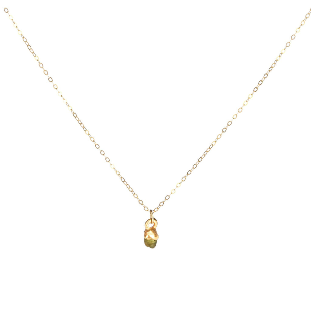 Raw Peridot Necklace, Birthstone Necklace, Leo Necklace,  Necklace, Raw  Necklace, Delicate Necklace, Raw Gemstone Necklace • 24k Dip