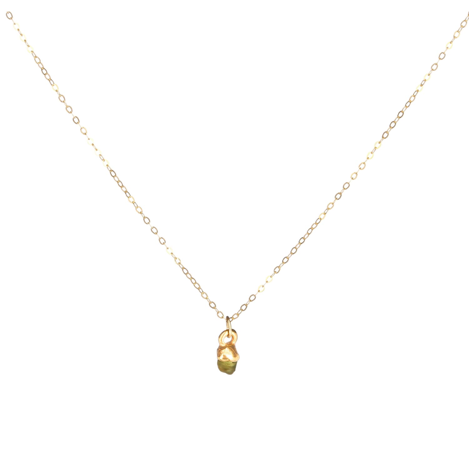 Raw Peridot Necklace, Birthstone Necklace, Leo Necklace,  Necklace, Raw  Necklace, Delicate Necklace, Raw Gemstone Necklace • 24k Dip