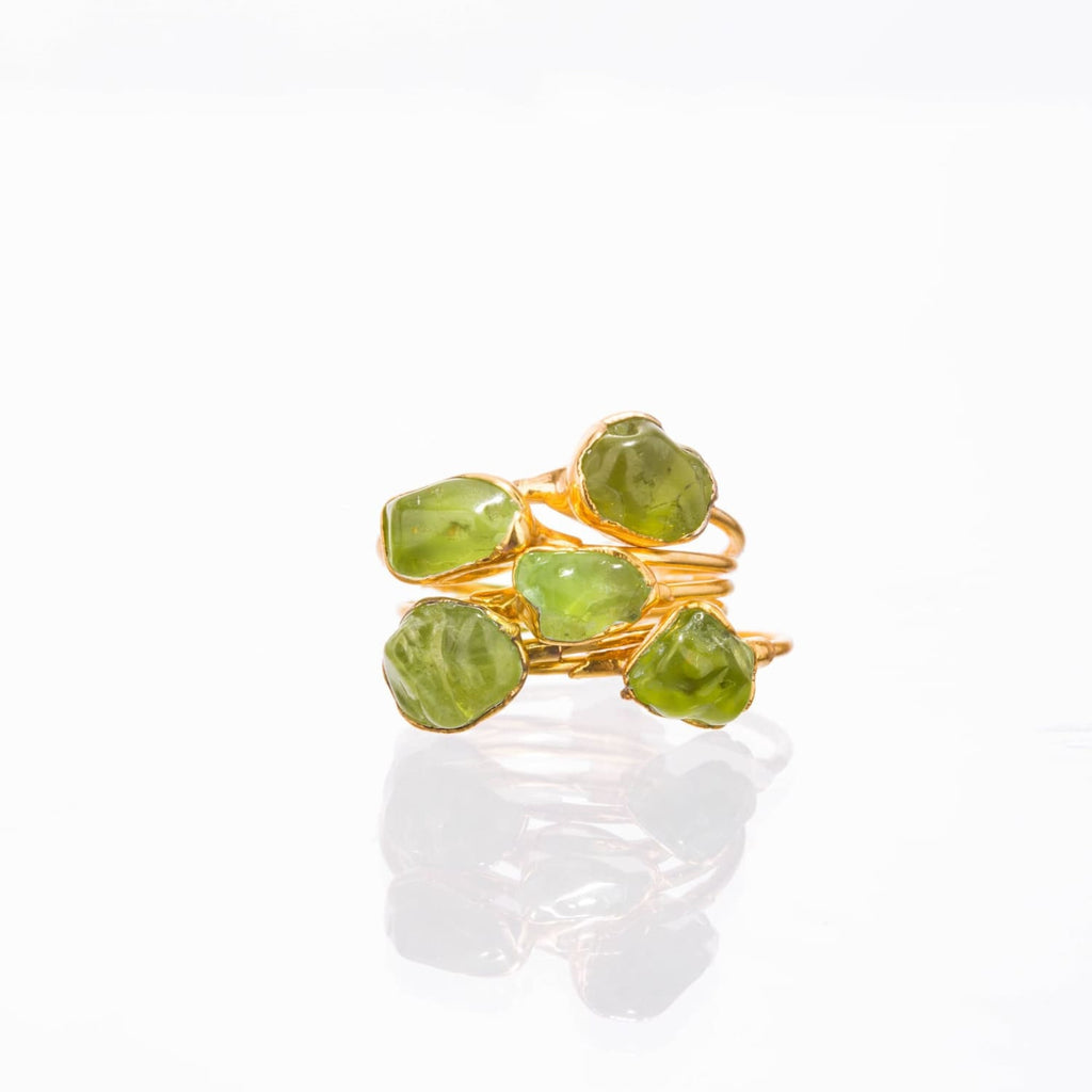 Raw Peridot Ring in Sterling Silver