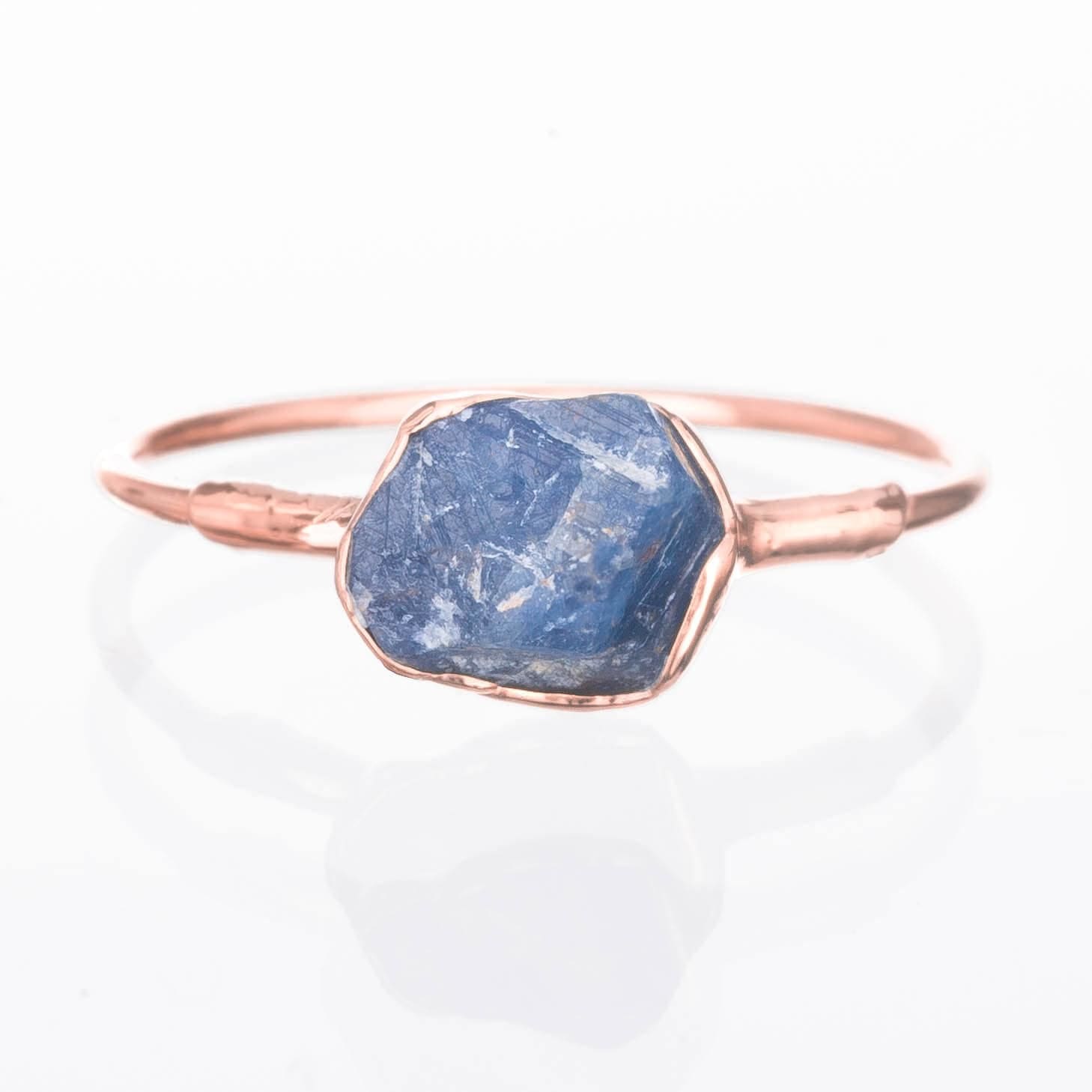 Raw Sapphire Ring in Rose Gold