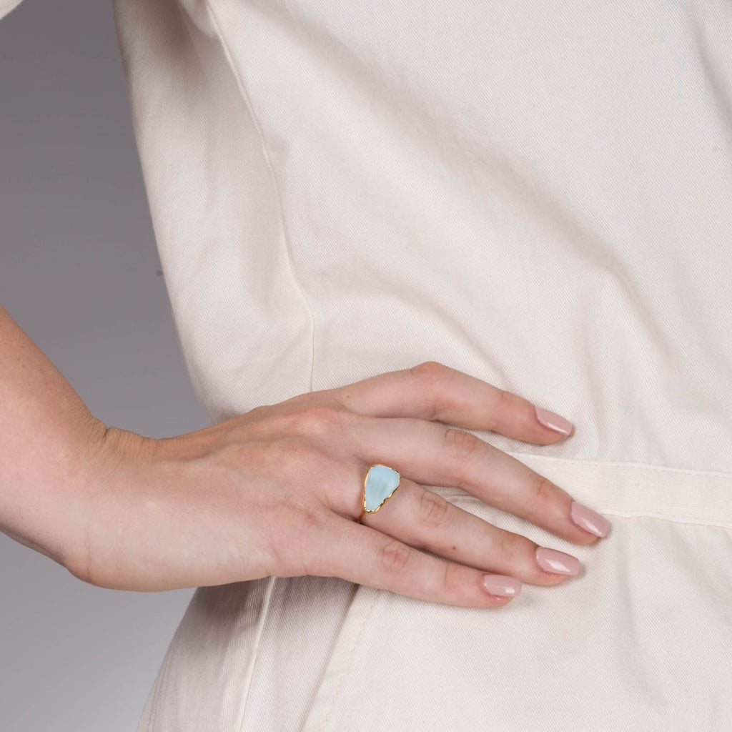 Raw Sky Blue Topaz Ring