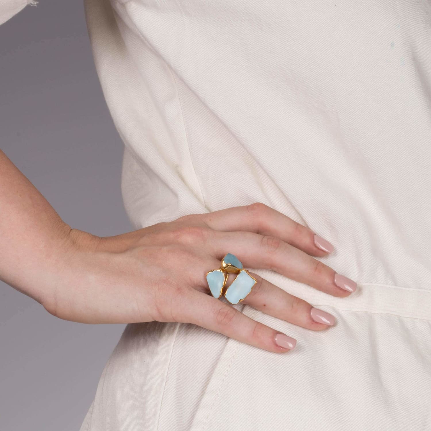 Raw Sky Blue Topaz Ring in Sterling Silver