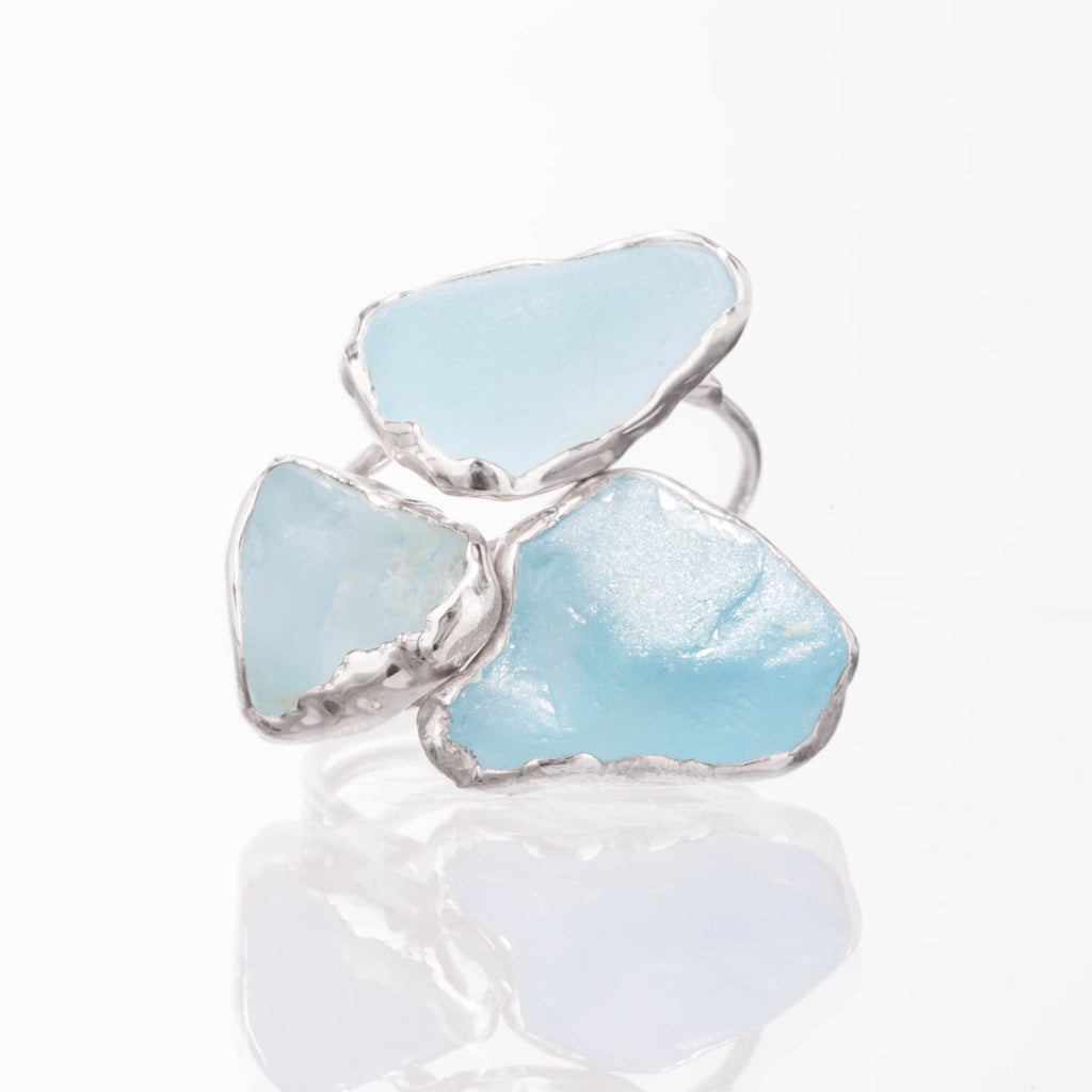 Raw Sky Blue Topaz Ring in Sterling Silver