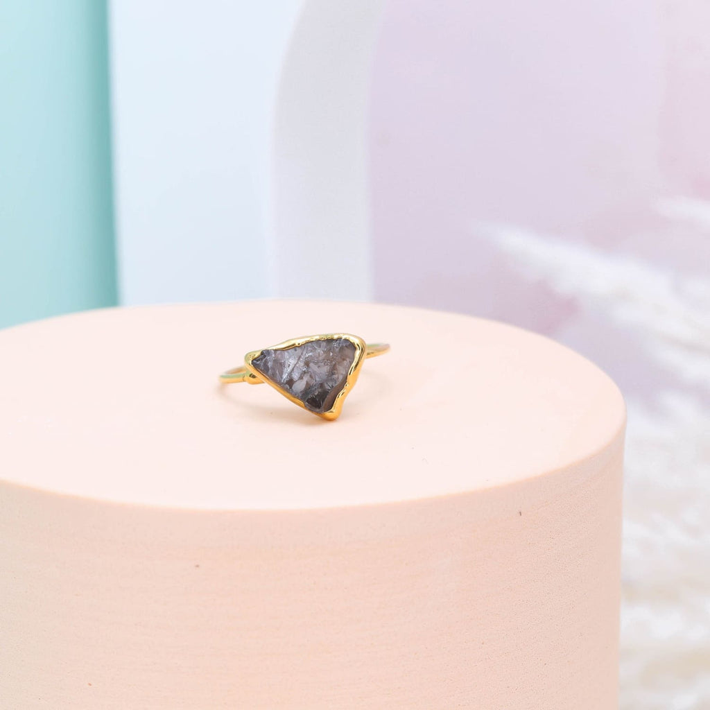 Raw Smoky Cognac Quartz Ring • Gold Filled • January Birthstone • Whimsigoth Aesthetic • Unique Gemstone Stacking Rings • 24k Dip