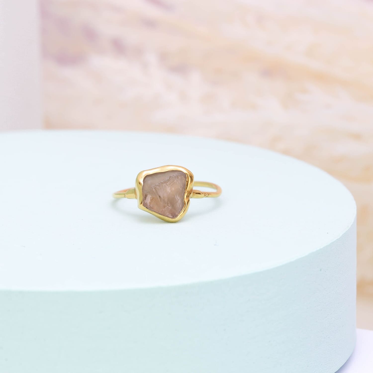 Raw Smoky Quartz Ring in Yellow Gold, Silver, and Rose Gold