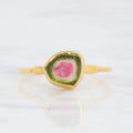 Raw Watermelon Tourmaline Slice Ring