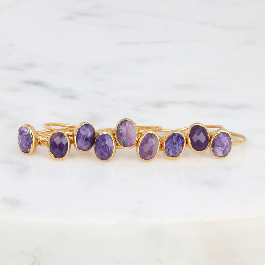 Rosecut Charoite Ring