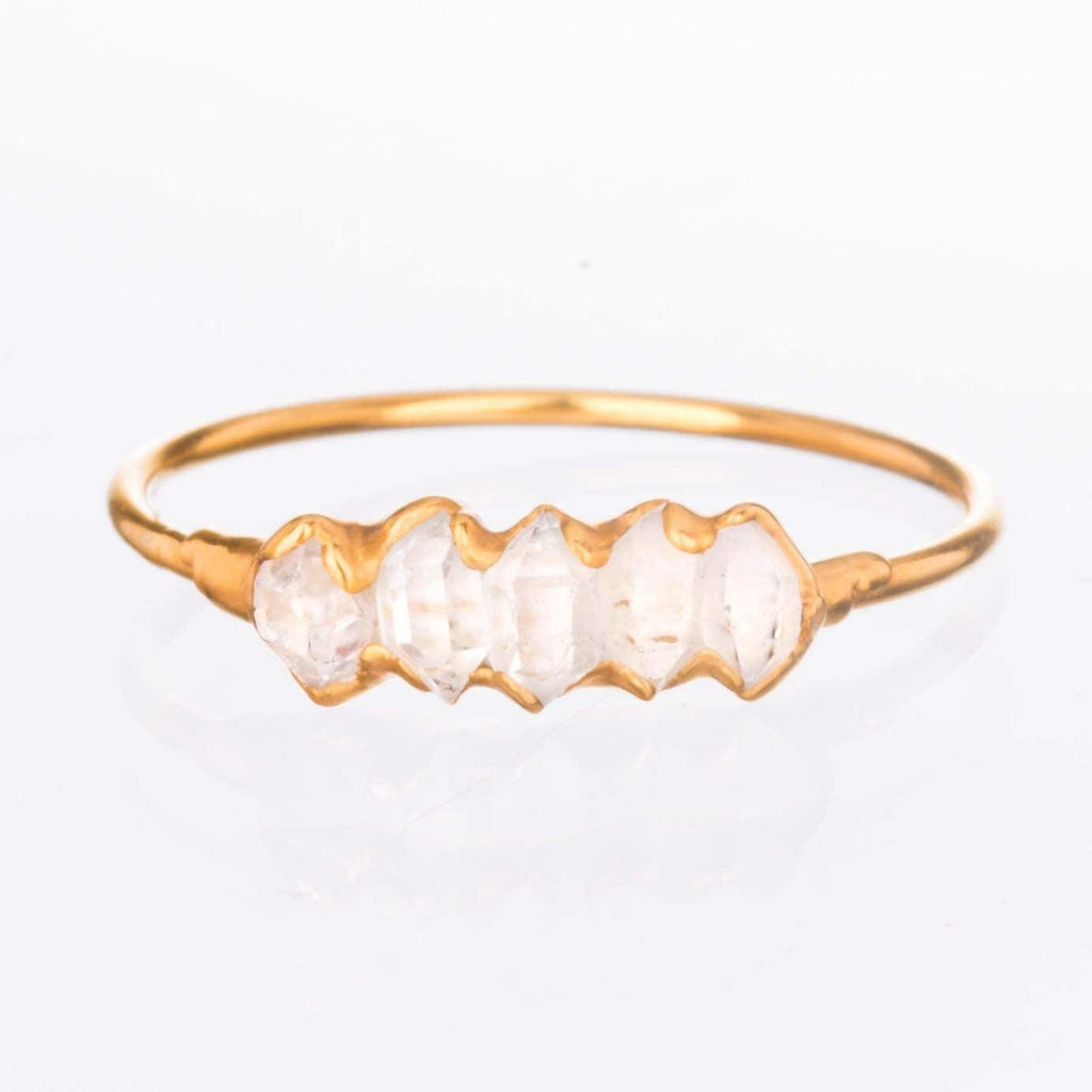 Silver Eternity Herkimer Diamond Ring, April Birthstone
