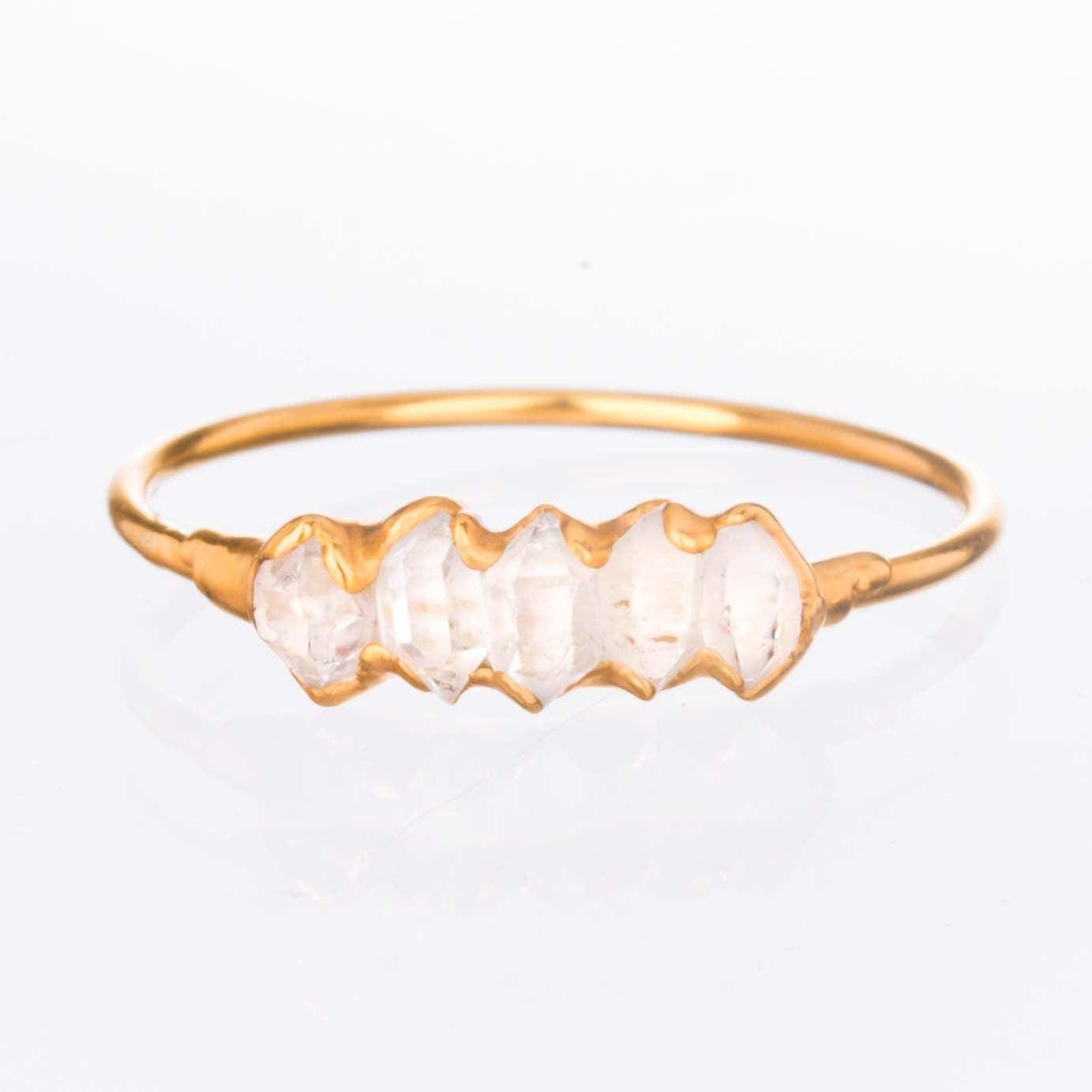 Silver Eternity Herkimer Diamond Ring, April Birthstone