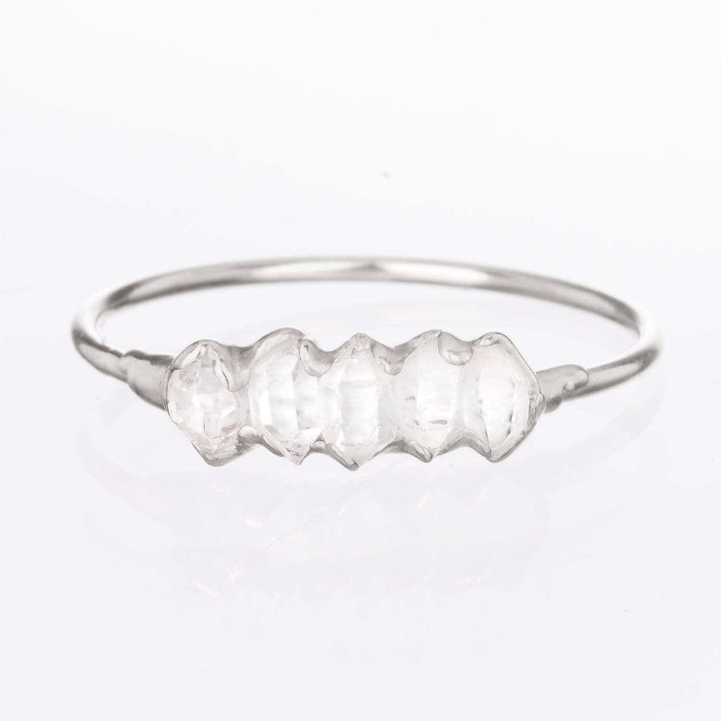 Silver Eternity Herkimer Diamond Ring, April Birthstone