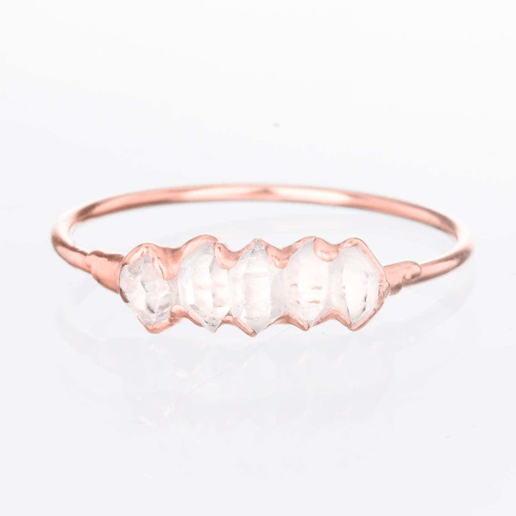 Silver Eternity Herkimer Diamond Ring, April Birthstone