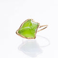 Statement Raw Peridot Ring, Yellow Gold August Birthstone