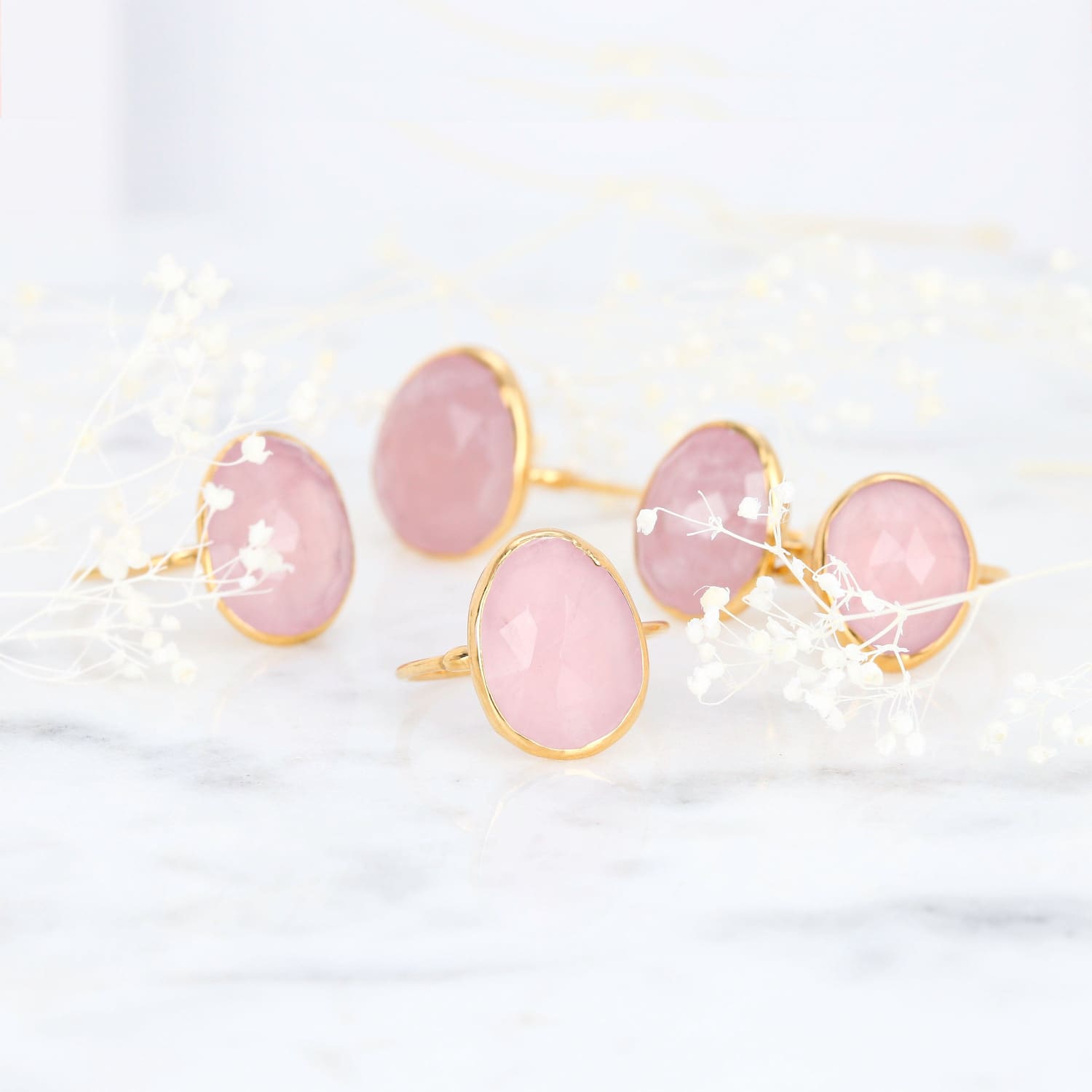 Statement Rose Quartz Ring