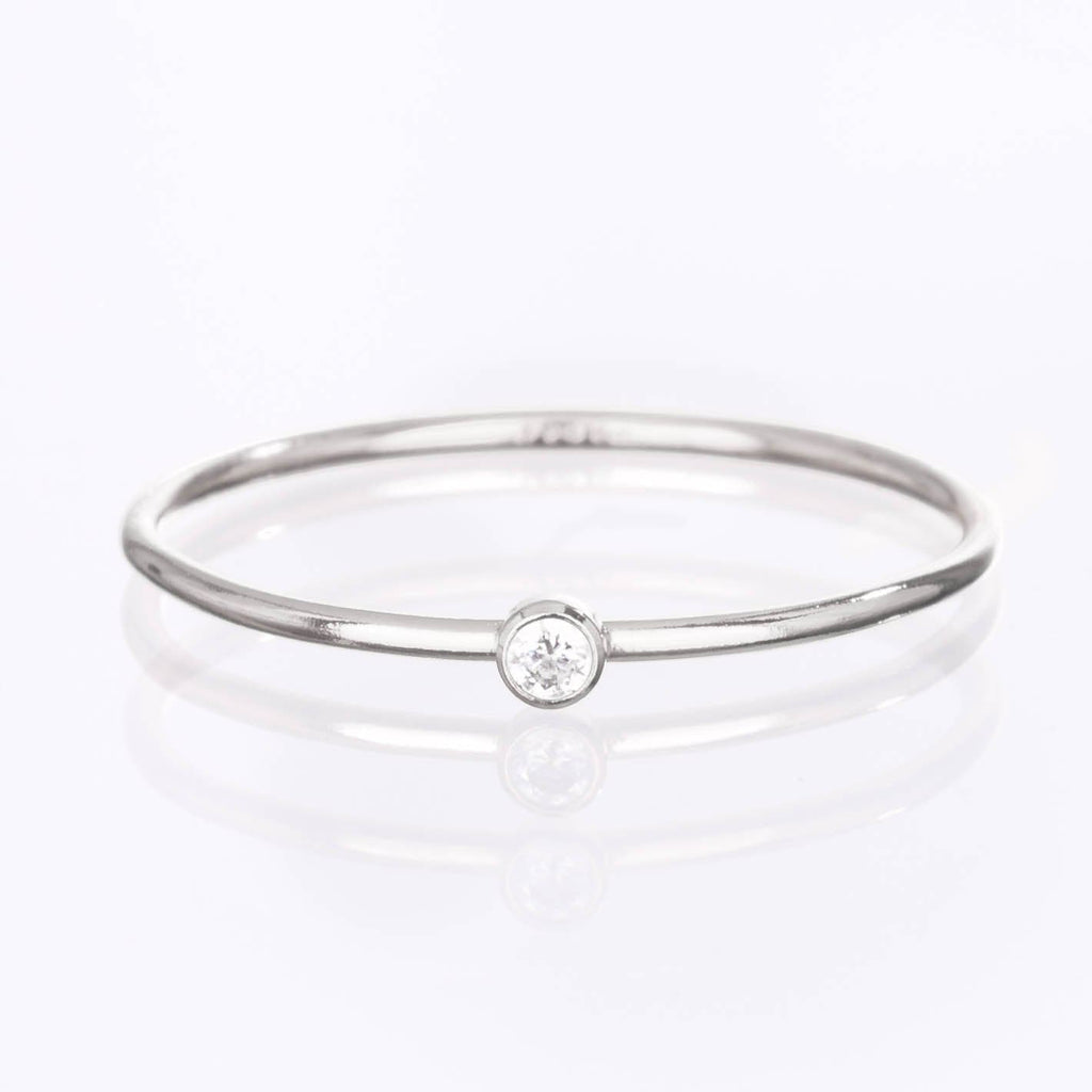 Sterling Silver CZ Minimalist Diamond Ring, Valentines Day,