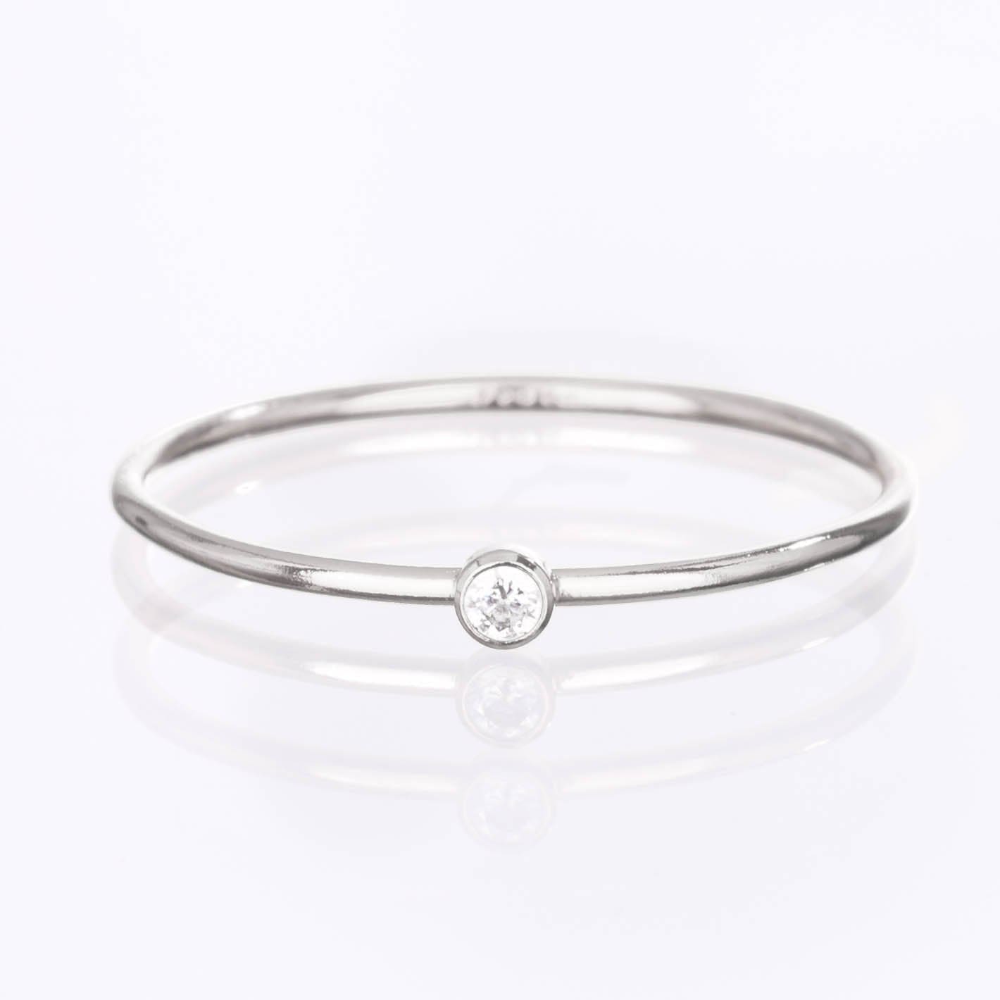 Sterling Silver CZ Minimalist Diamond Ring, Valentines Day,