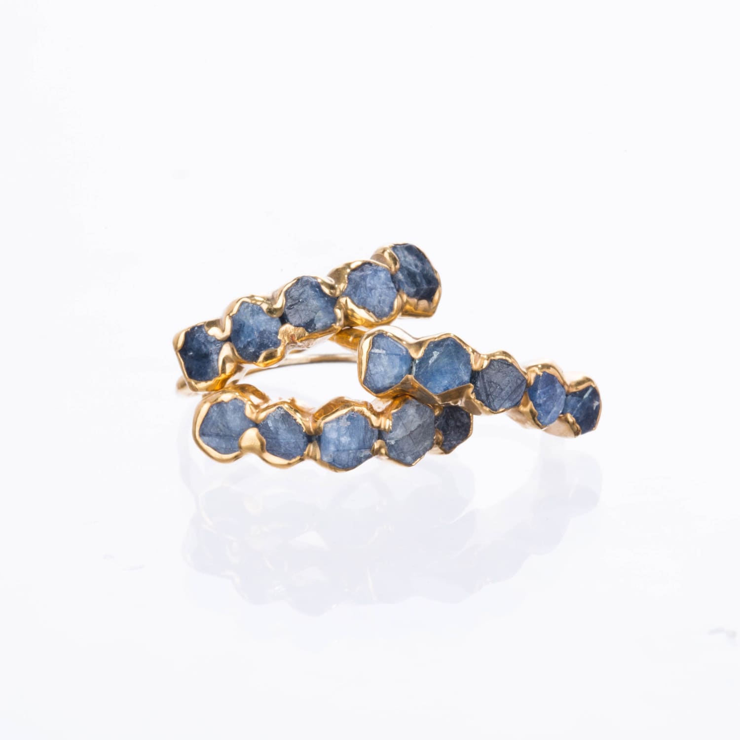 Sterling Silver Eternity Sapphire Ring, Raw Sapphire Ring,