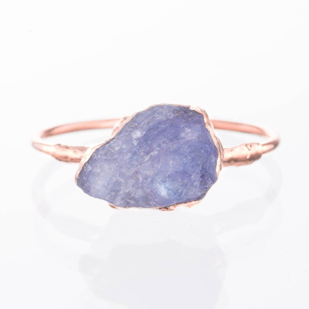 Tanzanite Stacking Ring, Rose Gold Raw Tanzanite Ring, Rough