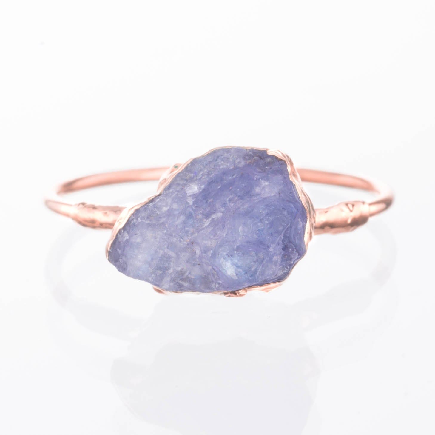 Tanzanite Stacking Ring, Rose Gold Raw Tanzanite Ring, Rough