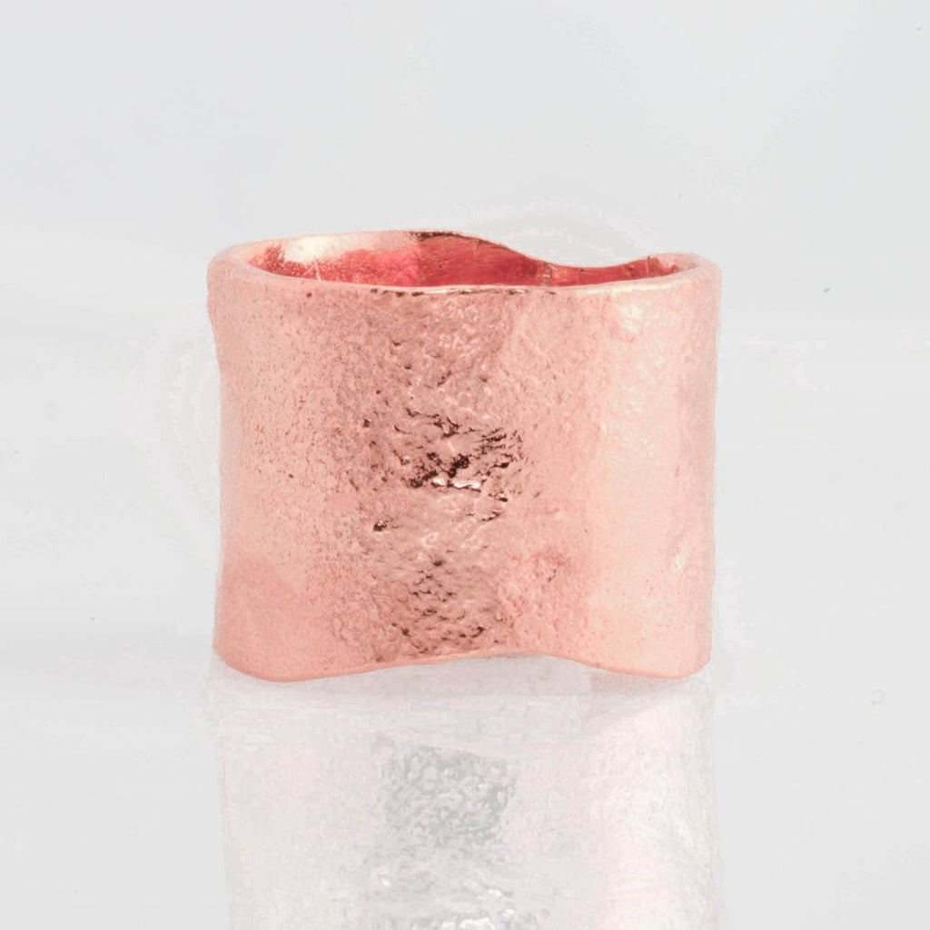 Textured Extra Wide Ring in in Semi-Polished Finish,