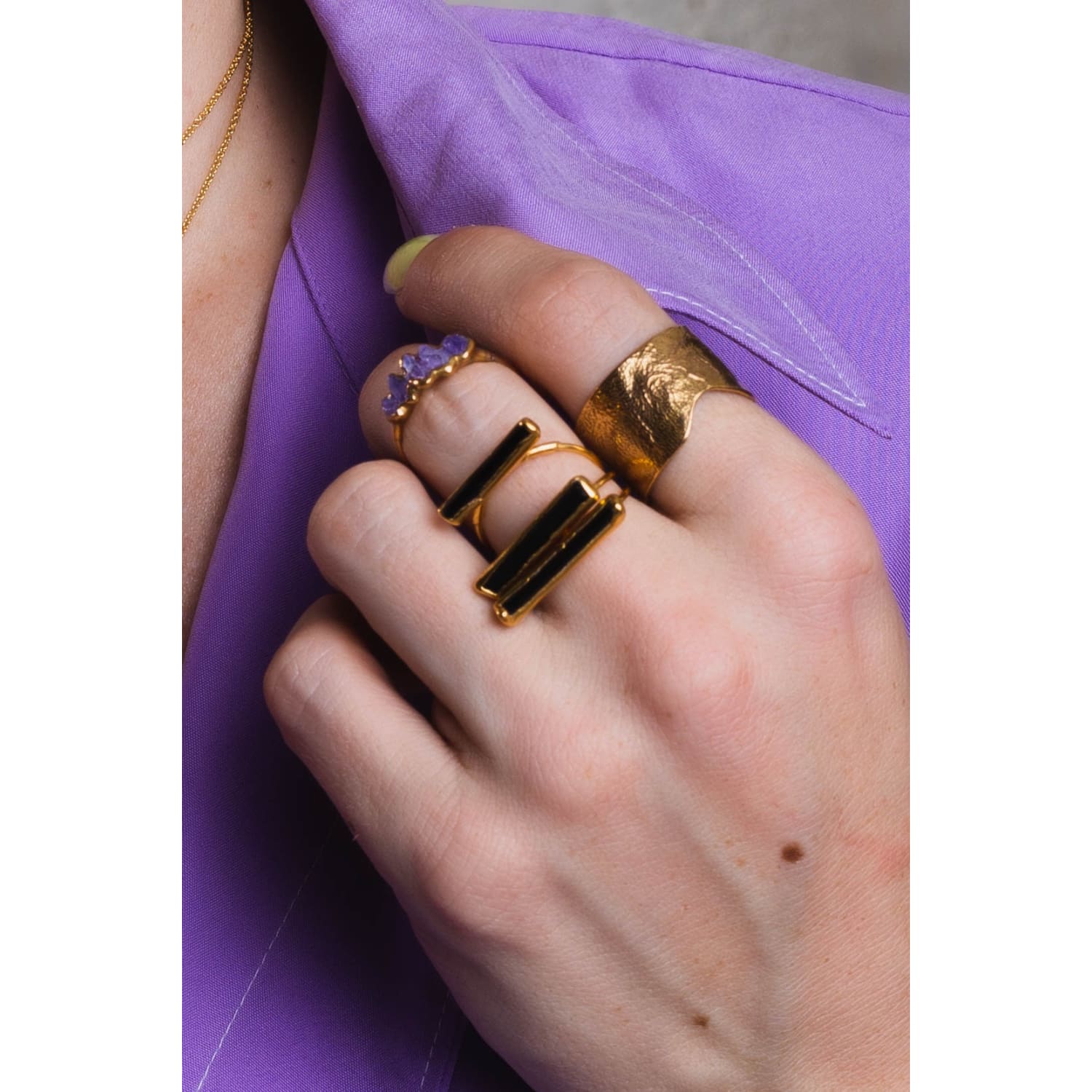 Textured Extra Wide Ring in in Semi-Polished Finish,
