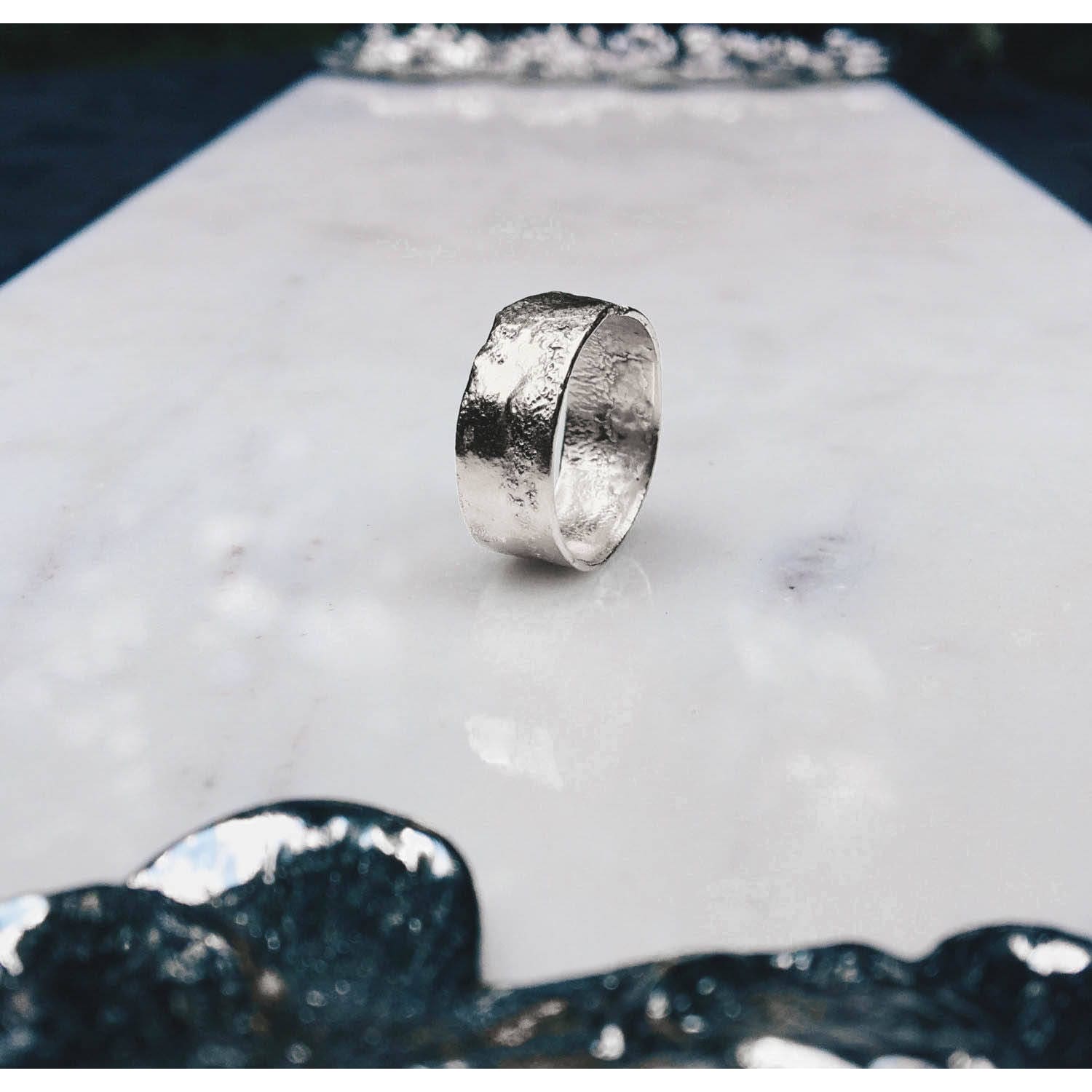 Textured Sterling Silver Band 7mm