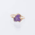 Triple Raw Amethyst Cluster Ring, Raw Stone Gold Ring, Amethyst Ring, Statement Ring, Raw Crystal Gemstone Ring, February Birthstone Ring