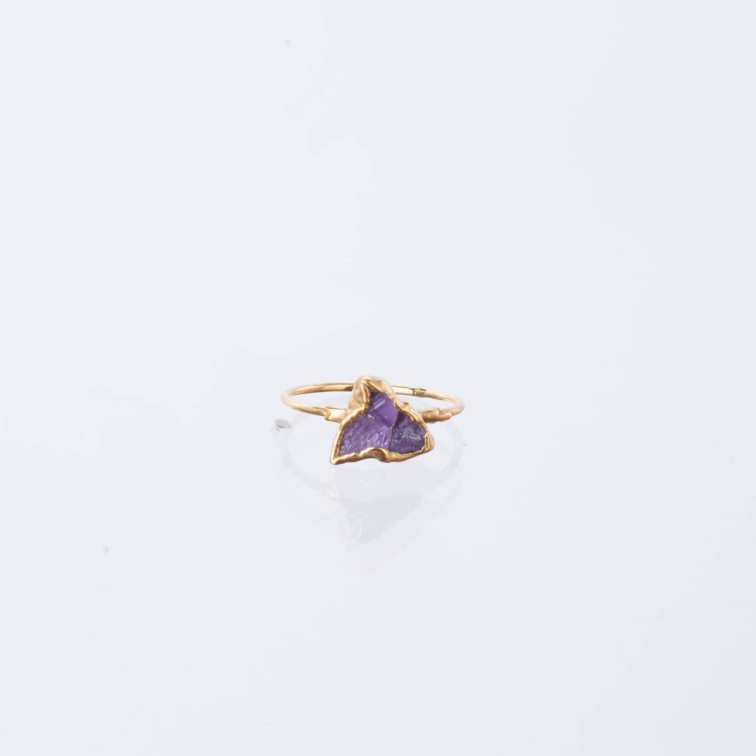 Triple Raw Amethyst Cluster Ring, Raw Stone Gold Ring, Amethyst Ring, Statement Ring, Raw Crystal Gemstone Ring, February Birthstone Ring