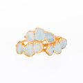 Triple Raw Aquamarine Ring in Rose Gold, Smooth Stones