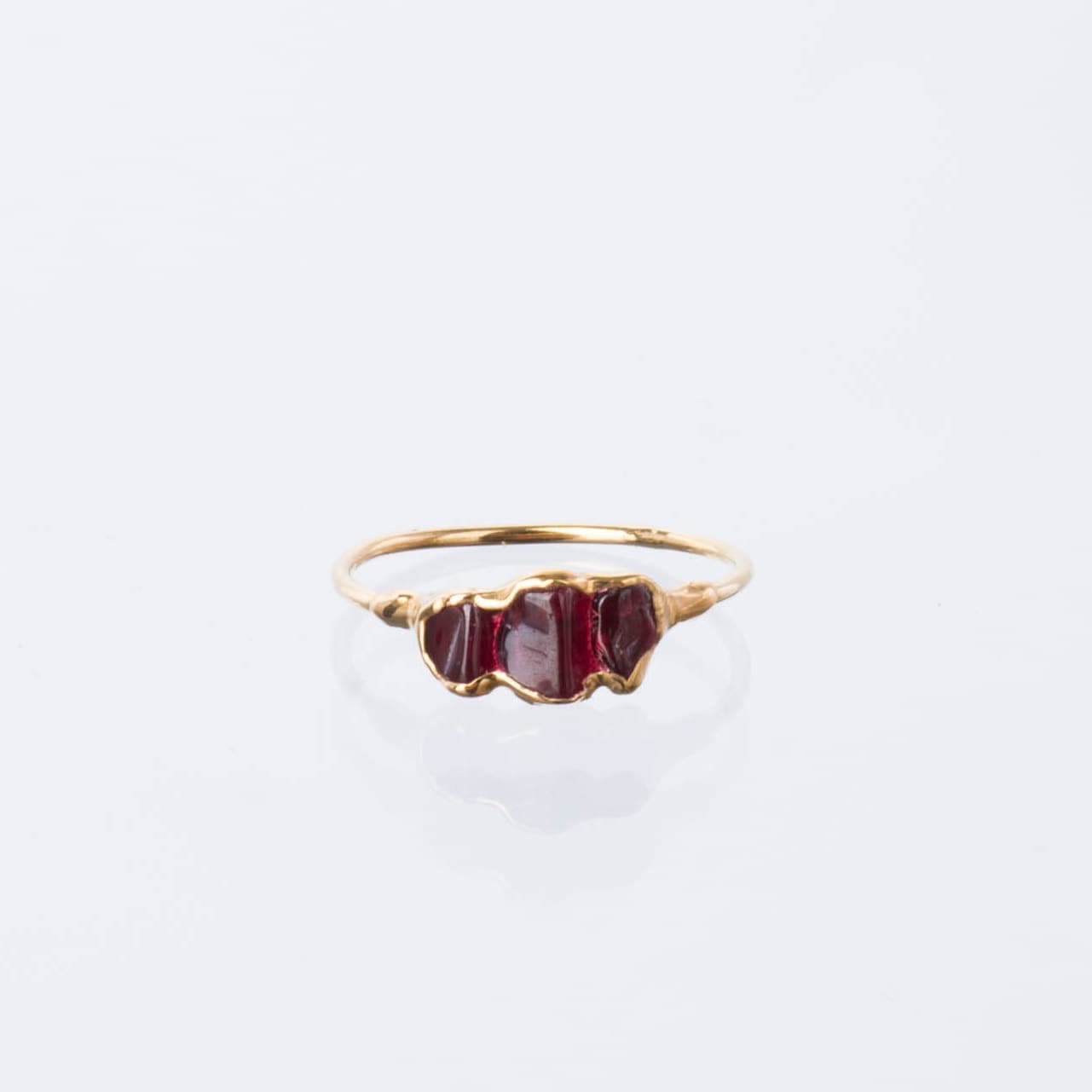Triple Raw Garnet Ring, , Gold Ring, Garnet