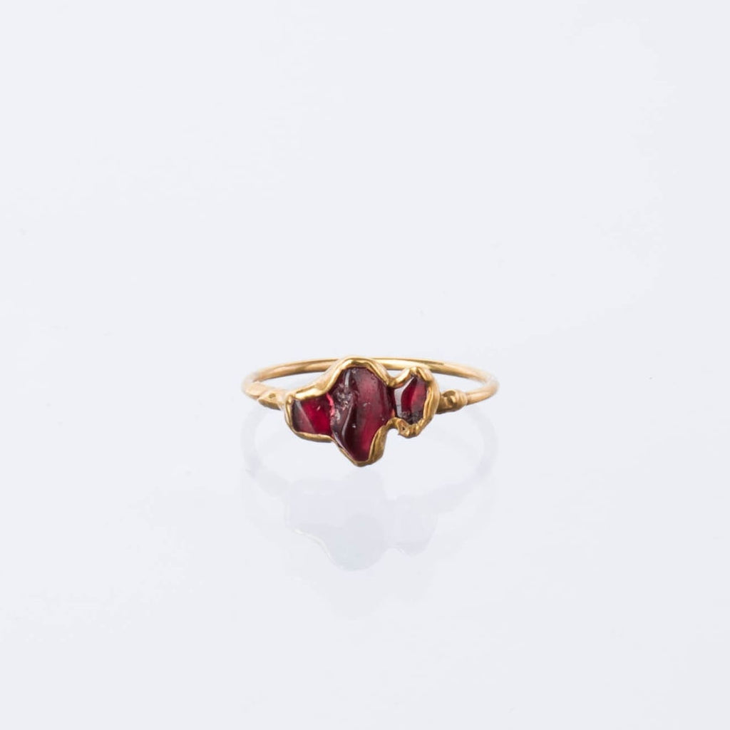 Triple Raw Garnet Ring, , Gold Ring, Garnet