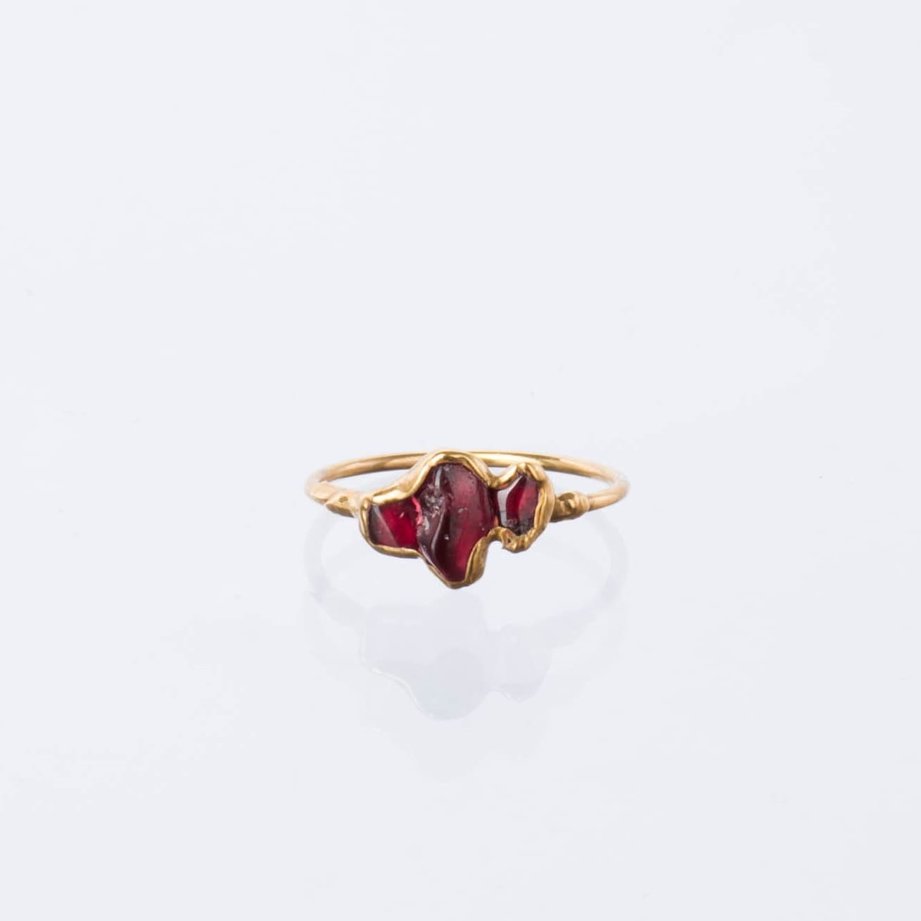 Triple Raw Garnet Ring, , Gold Ring, Garnet