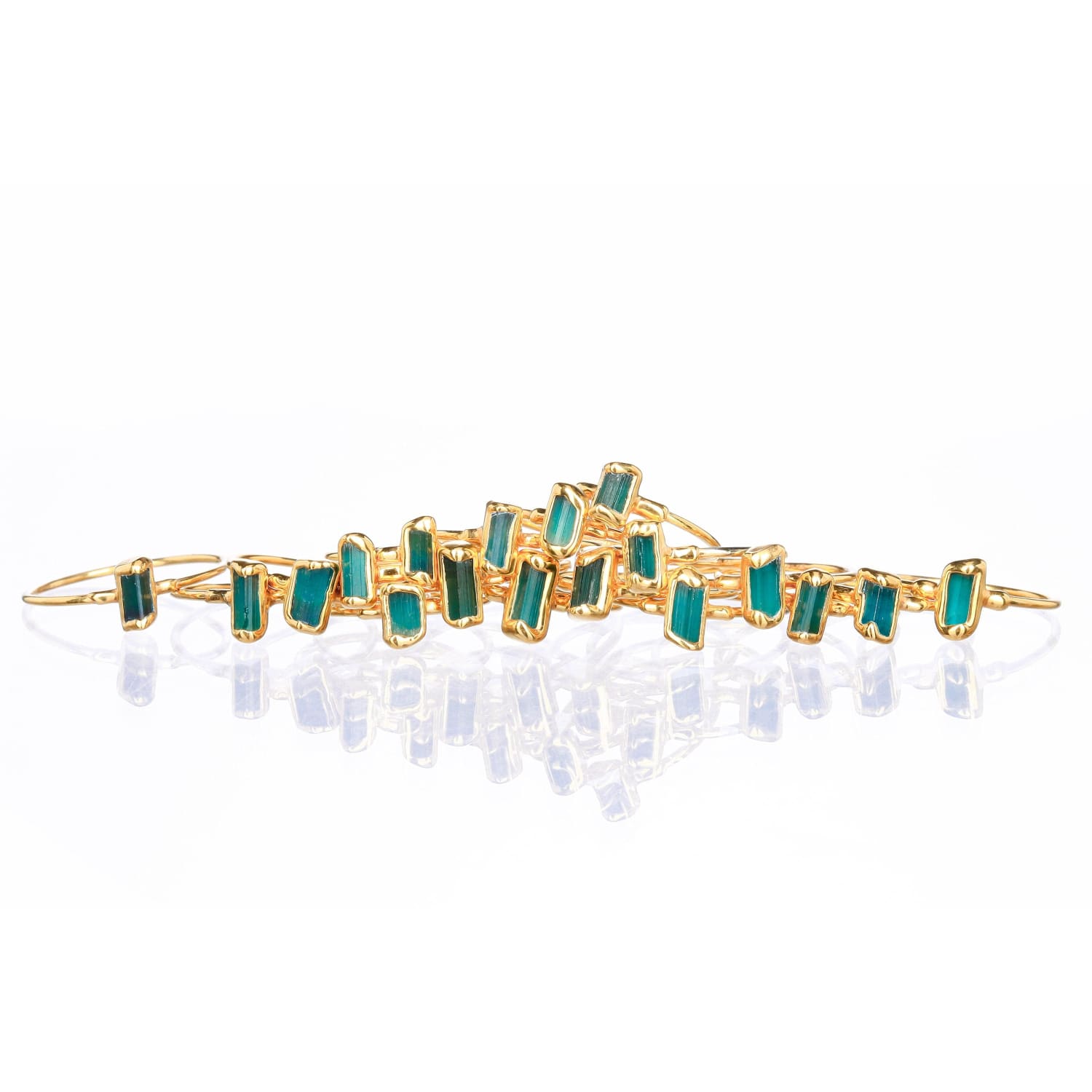 Vertical Raw Dark Blue Tourmaline Bar Ring, Dainty Gold